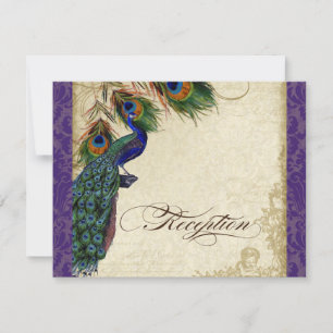 Peacock & Feather Formal Rection Invitation Purple