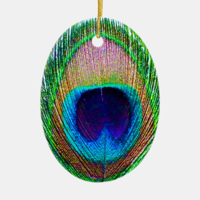 Peacock Feather Foto Weihnachtsdekoration Keramikornament (Vorne)