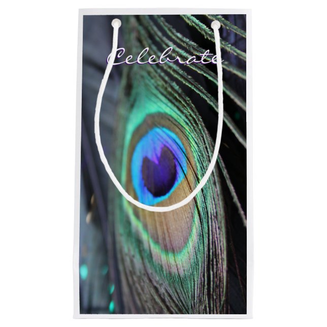 Peacock Feather Gastgeschenk Einmalige Tasche Gesc Kleine Geschenktüte (Vorderseite)