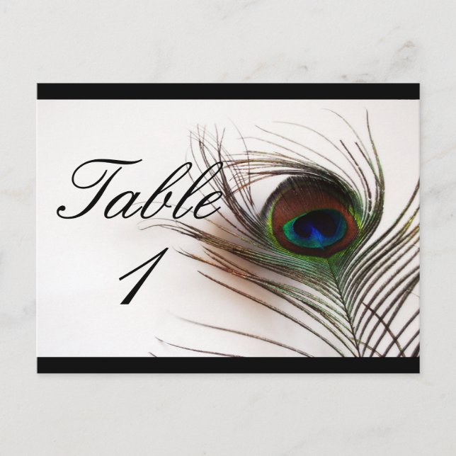 Peacock Feather Glamour Tischnummer (Vorderseite)