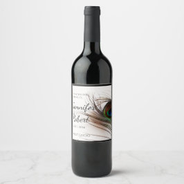 Peacock Feather Glamour Weinkarte Weinetikett