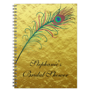 Peacock Feather Gold Foil Brautparty Hochzeit Notizblock