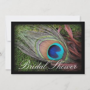 Peacock Feather Green/Black Brautparty Einladung
