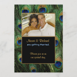 Peacock Feather Green-Foto Hochzeitseinladung Einladung