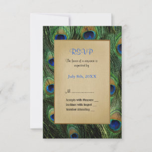 Peacock Feather Green Wedding - UAWG RSVP Karte