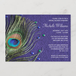 Peacock Feather Jewels Lila Brautparty Einladung