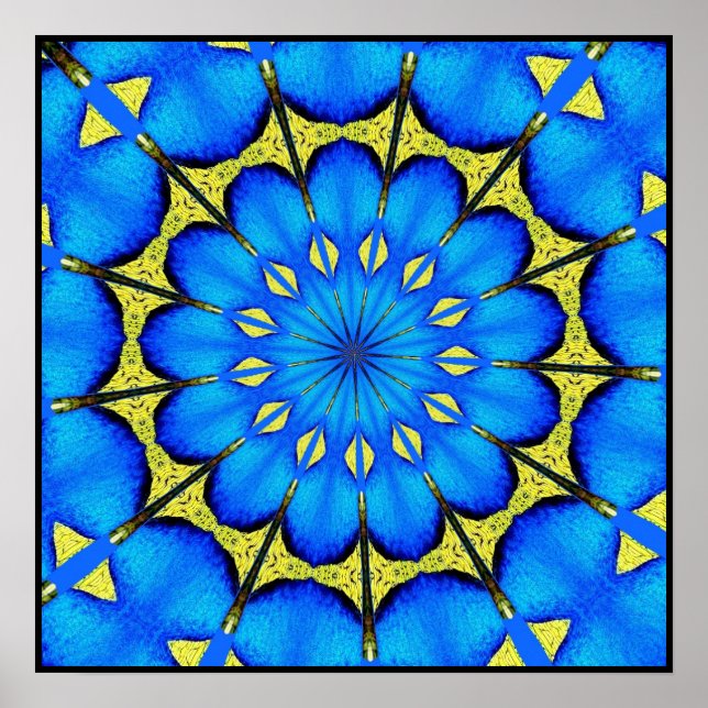 Peacock Feather Kaleidoscope 4 Poster (Vorne)