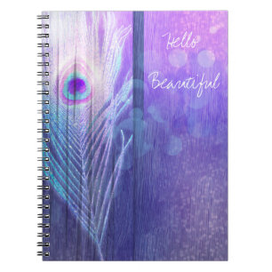 Peacock Feather Lila Glam Boho Chic Glam Custom Notizblock