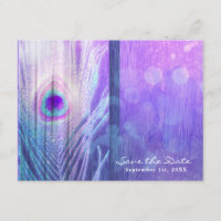 Peacock Feather Lila Glam Boho Save the Date