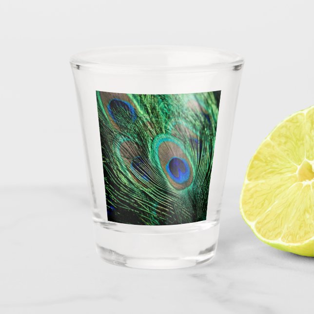 Peacock Feather Lucky Schnapsglas (Vorderseite)