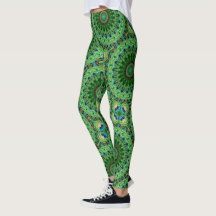 Peacock Feather Mandala Emerald und Blue Symmetry