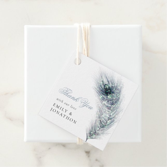 Peacock Feather Names Dankeschön Message Wedding Geschenkanhänger (Beispiel)