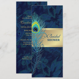 Peacock Feather Navy Blue Pattern Brautparty Einladung
