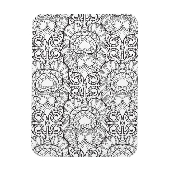 Peacock Feather Pattern Doodle Magnet (Vertikal)