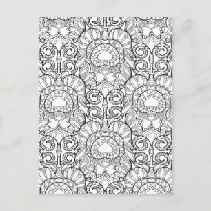 Peacock Feather Pattern Doodle Postkarte