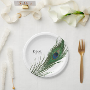 Peacock Feather Poise Hochzeitsveranstaltung Pappteller