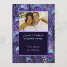 Peacock Feather Purple - Faire-part de mariage pho