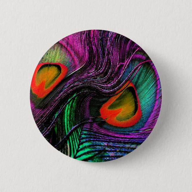 Peacock feather rainbow button (Vorderseite)