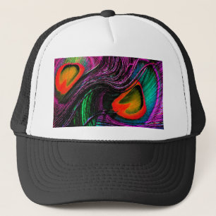 Peacock feather rainbow truckerkappe