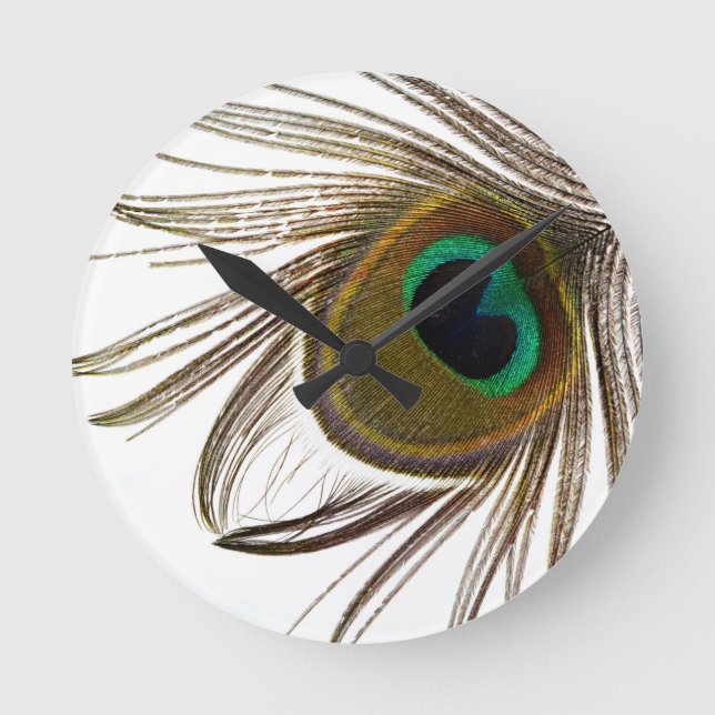 Peacock Feather Runde Wanduhr (Vorderseite)