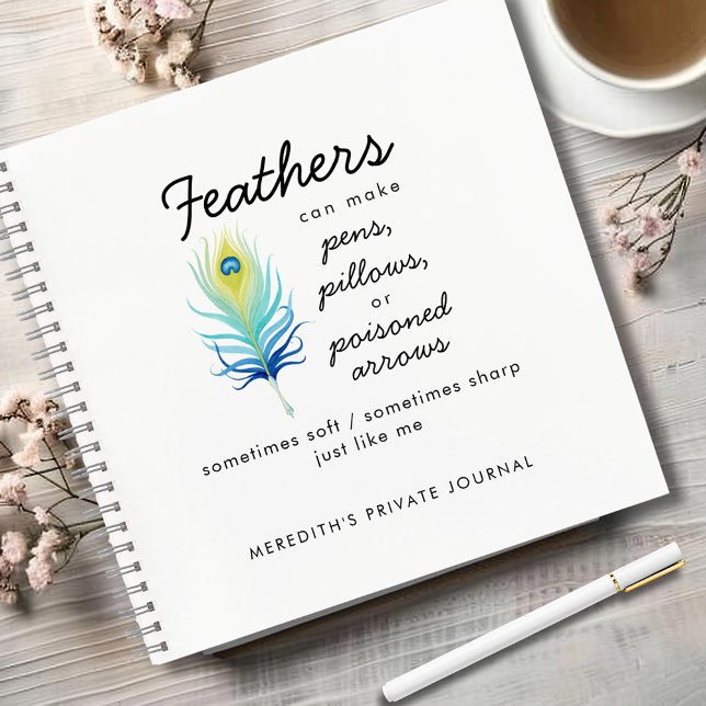 Peacock Feather Sassy Motivational Quote Journal Notizbuch (Peacock Feather Sassy Sayings Motivational Quote Notebook - White)
