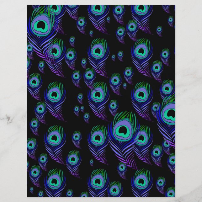 Peacock Feather Srapbook Paper 8,5" x 11" (Vorderseite)