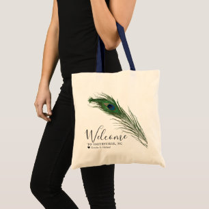 Peacock Feather Themed Tote Bag Tragetasche