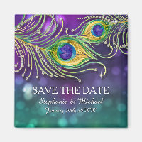 Peacock Feather Wedding Jeweled Save the Date
