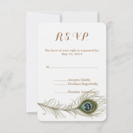 Peacock Feather Wedding RSVP Karte