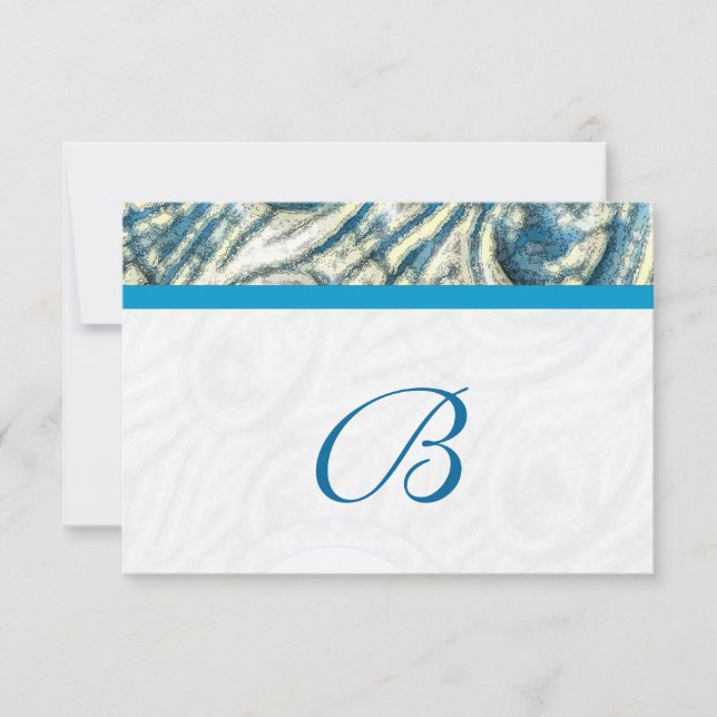 Peacock Feather Wirbel Wedding RSVP (Vorderseite)