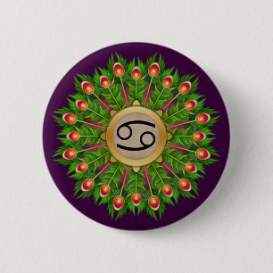 Peacock Feather Wreath Zodiac-Gebärmutterhalskrebs Button