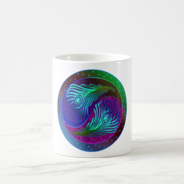 Peacock Feather Yin Yang 5 Kaffeetasse (Mittel)