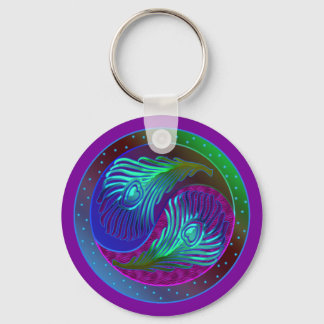 Peacock Feather Yin Yang 5 Schlüsselanhänger