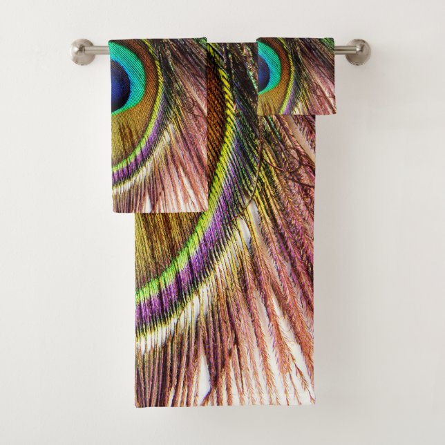 Peacock Feathers 4 Badezimmer Handtuchhandtuch Set (Insitu)
