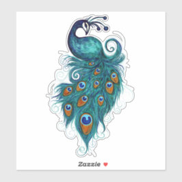 Peacock Feathers Aquamarin Peacocks Aufkleber