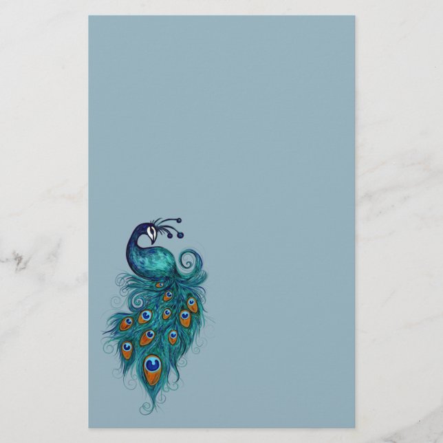 Peacock Feathers Aquamarin Peacocks Briefpapier (Vorderseite)