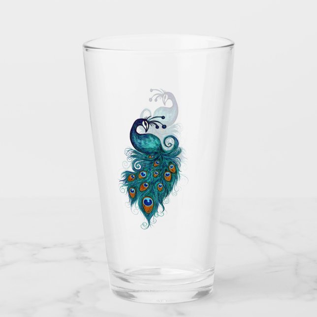 Peacock Feathers Aquamarin Peacocks Glas (Vorderseite)