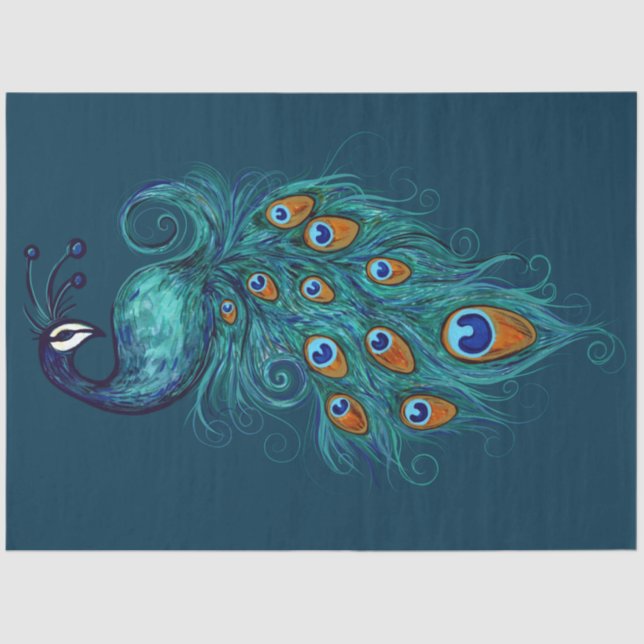 Peacock Feathers Aquamarin Peacocks Seidenpapier (Vorderseite)