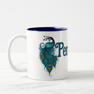 Peacock Feathers Aquamarin Peacocks Zweifarbige Tasse