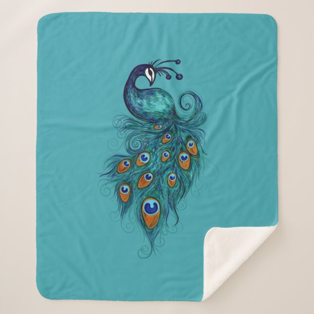 Peacock Feathers Art Sherpadecke (Vorderseite)