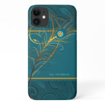 Peacock Feathers auf Aquamarin Paisley