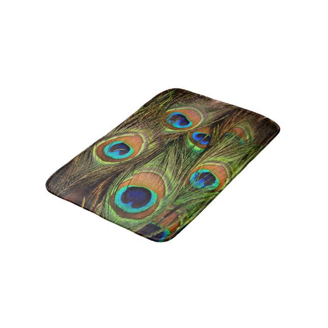 Peacock Feathers Bath Mat Badematte (Schrägansicht)