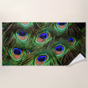 Peacock Feathers Blaue Aquamarine Farbfotografie Strandtuch