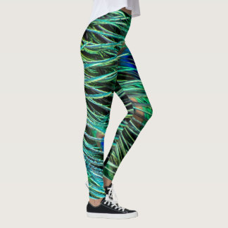 Peacock Feathers Blue Green Lila Leggings