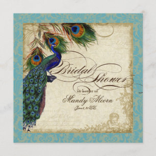 Peacock & Feathers Brautparty Einladung