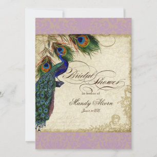 Peacock & Feathers Fête des mariées Invitation Lav