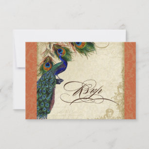 Peacock & Feathers Formal RSVP Réponse Orange