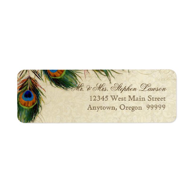 Peacock & Feathers Formal Wedding Address Address (Vorne)