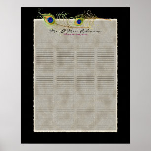 Peacock Feathers Guest Book Signer Poster