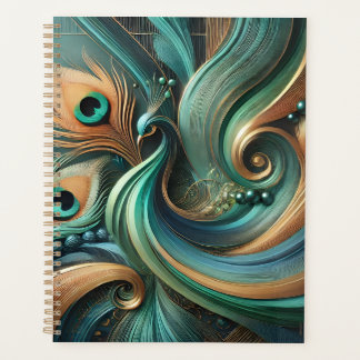 Peacock Feathers in Abstract Flow Planner Planer